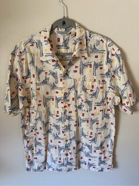 Bluewater Wear Men's White Nautical Print Short Sleeve Button-Down Shirt